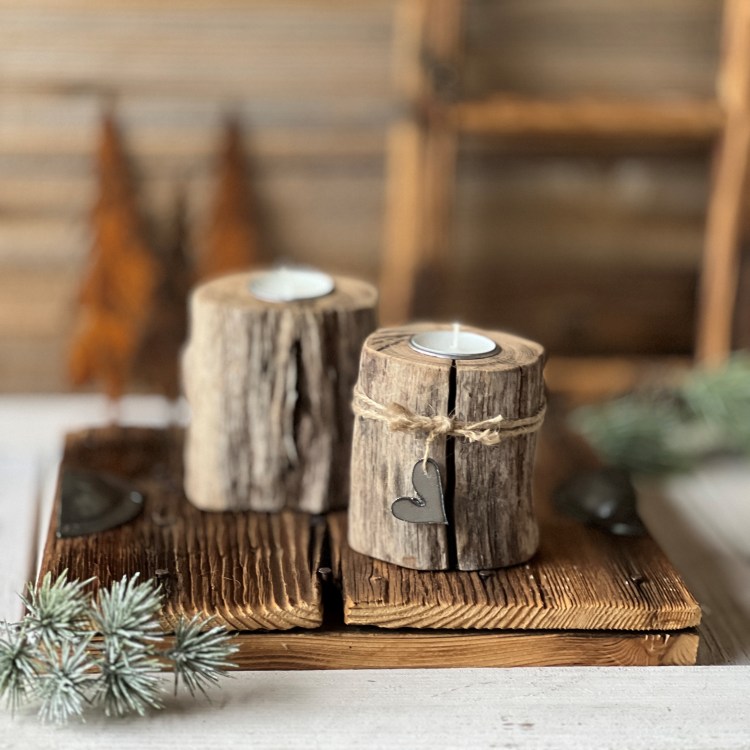 23-09 Holzkerzen 2 er Set "echli Heimat"