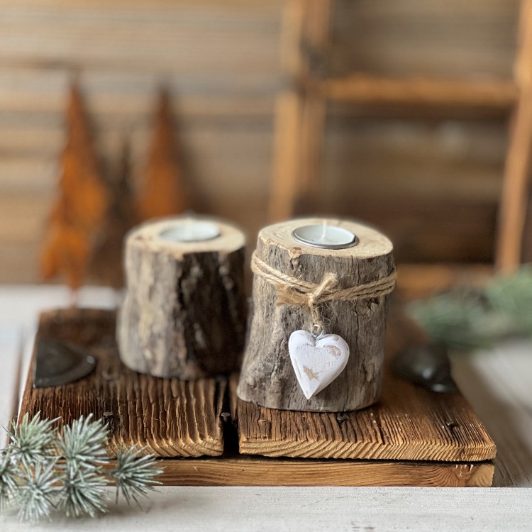 23-12 Holzkerzen 2 er Set "echli Heimat"